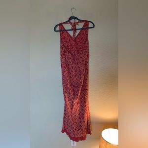 Mata Traders Aurora V Neck Mauve Fit and Flare Dress